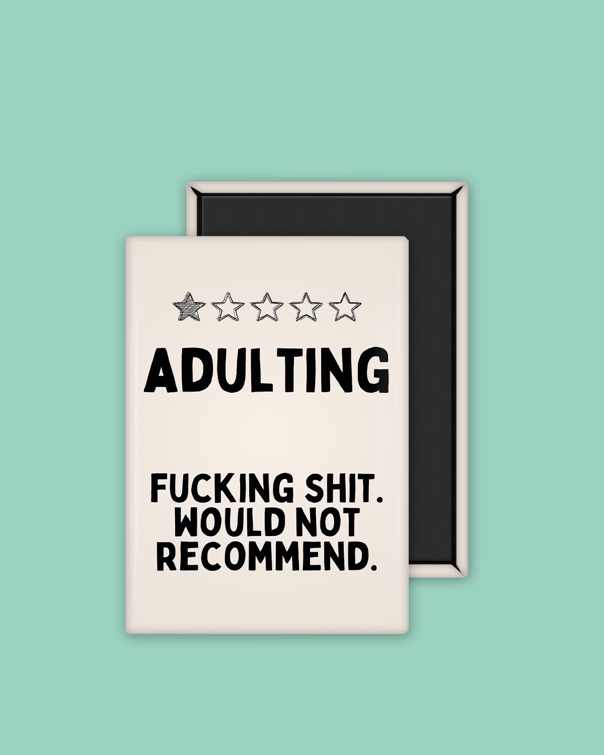 Adulting | Black and Cream  | Ceramic Magnet