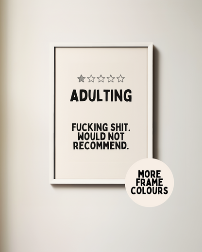 Framed | Adulting | Black and Cream | Art Print