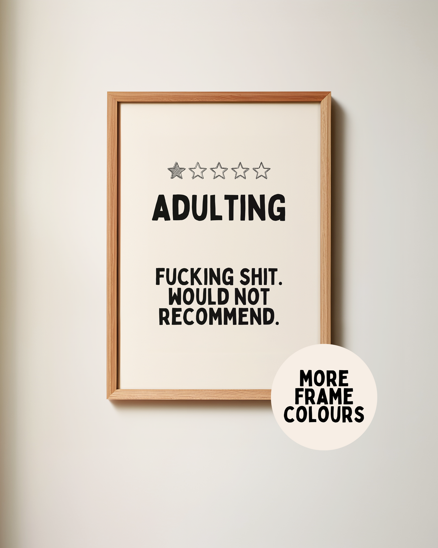 Framed | Adulting | Black and Cream | Art Print