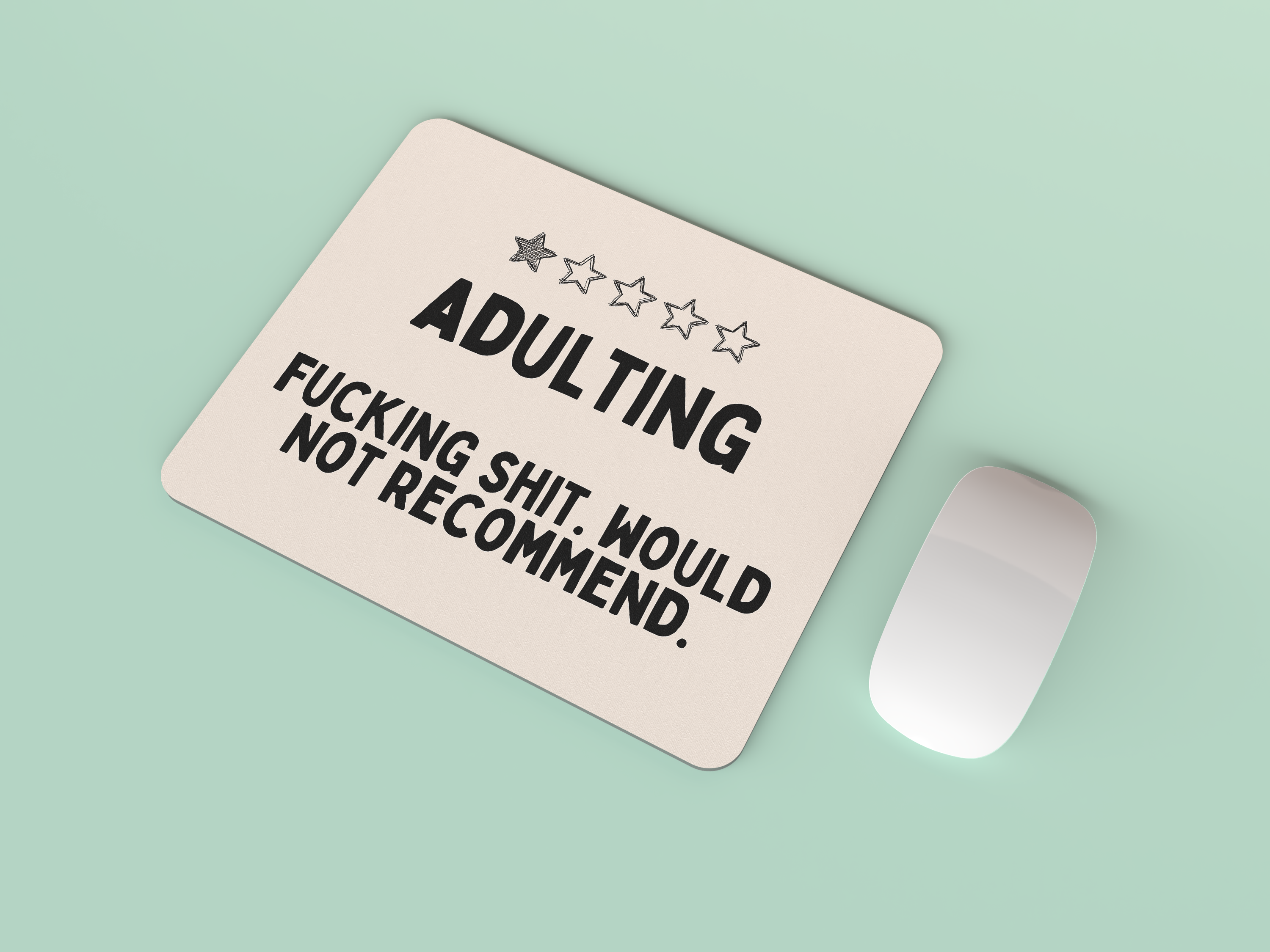 Adulting | Black and Cream | Mouse Mat – Wisdom and Wonder Designs