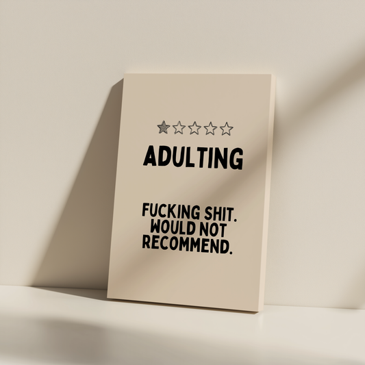 Adulting | Black and Cream | Canvas