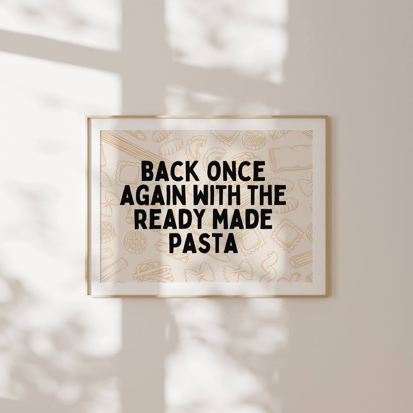 Back Once Again With The Ready Made Pasta | Black and Cream | Landscape | Art Print
