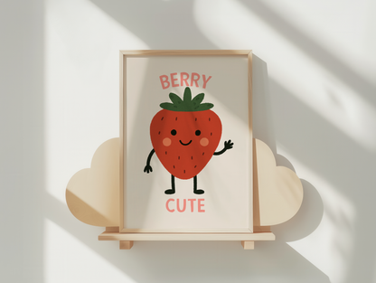 Berry Cute | Blush Pink and Cream | Art Print