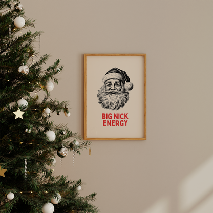 Big Nick Energy | Red and Cream | Christmas Art Print