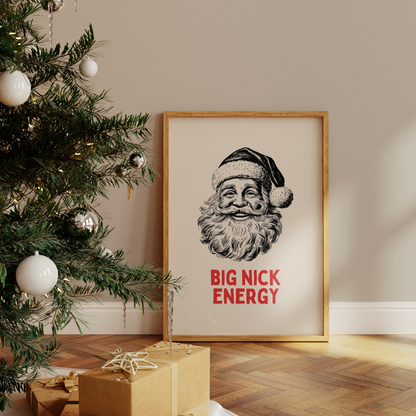 Big Nick Energy | Red and Cream | Christmas Art Print