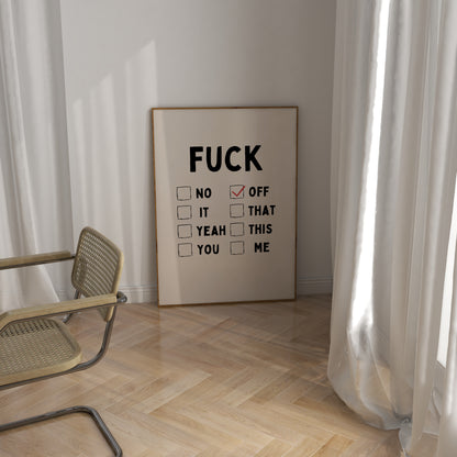 Fuck | Black and Cream | Art Print