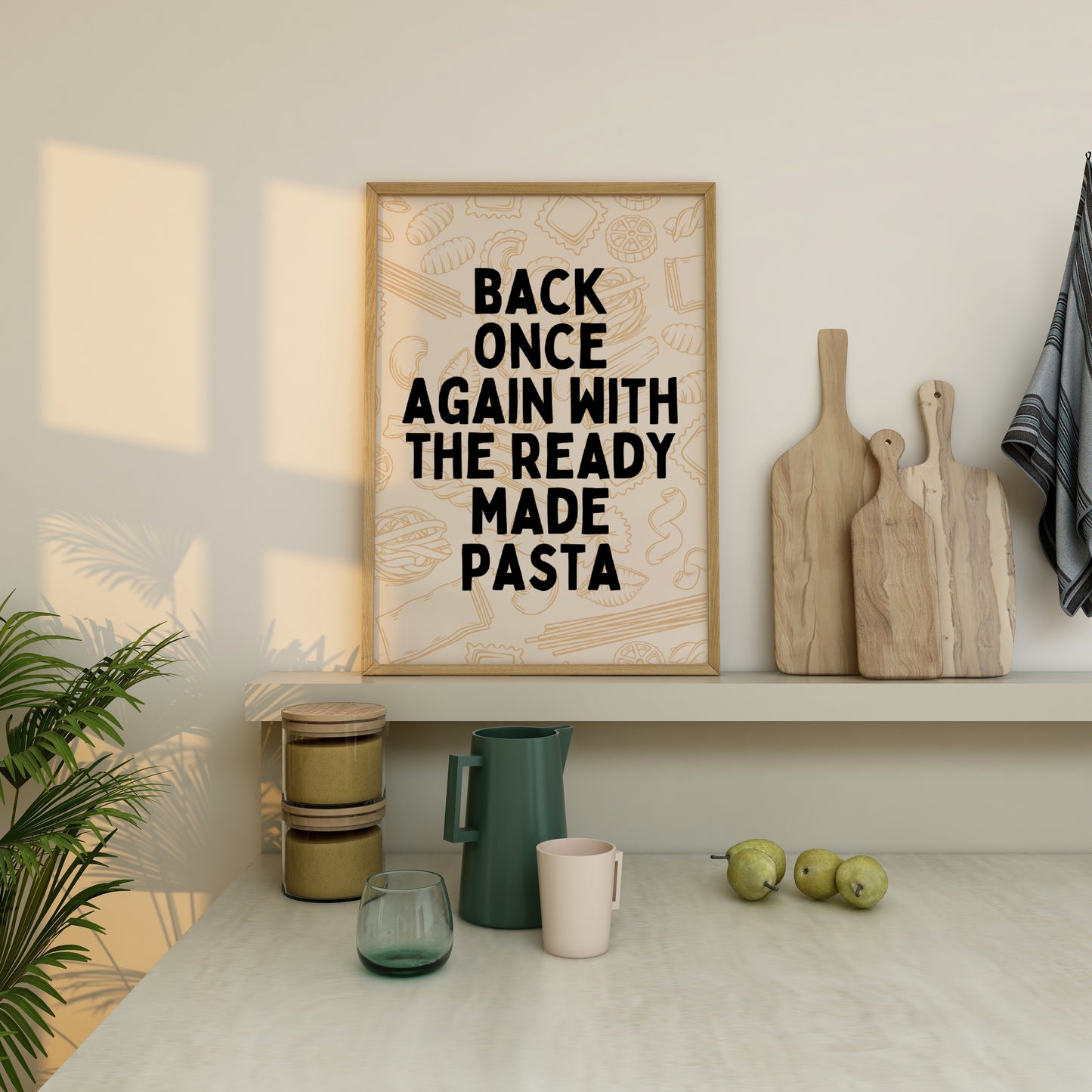 Back Once Again With The Ready Made Pasta | Black and Cream | Art Print