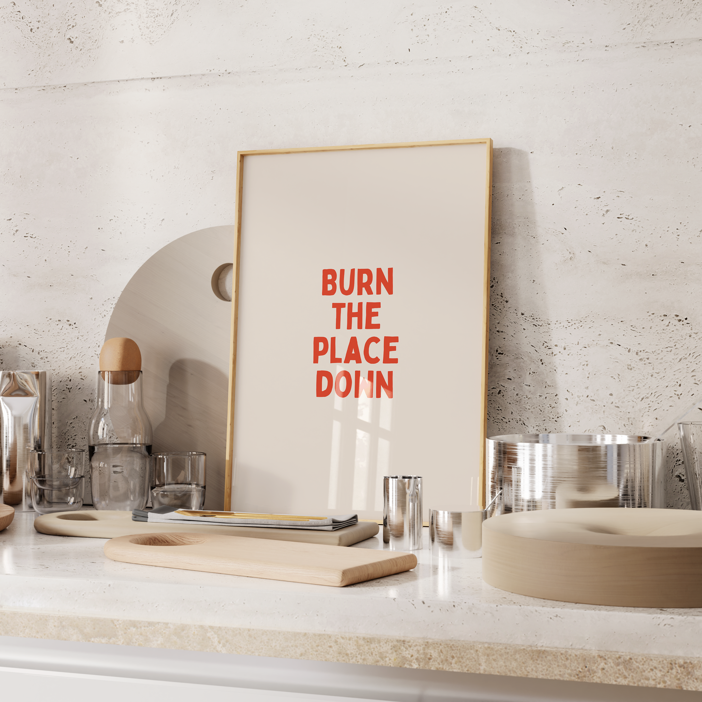 Burn The Place Down | Red Orange and Cream | Art Print