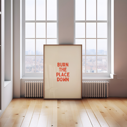 Burn The Place Down | Red Orange and Cream | Art Print