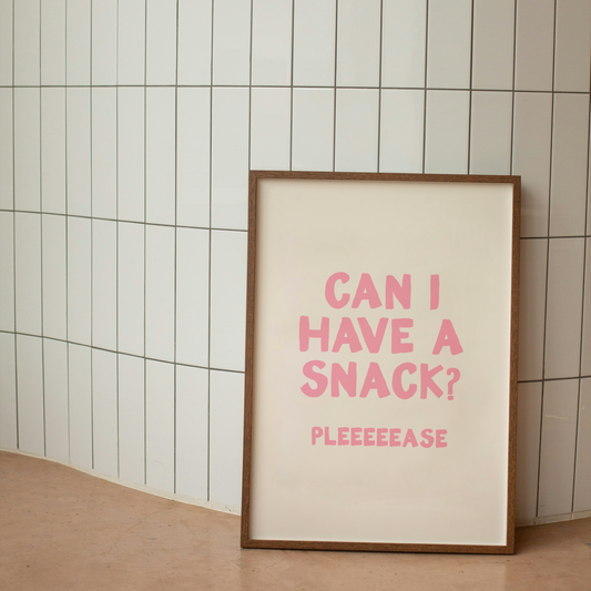 WISDOM & WONDER X HEY WONDER | Can I Have A Snack? | Blush Pink and Cream | Wall Art Print