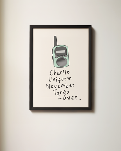 Charlie Uniform November Tango, Over | Seafoam and Cream | Art Print