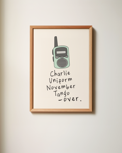 Charlie Uniform November Tango, Over | Seafoam and Cream | Art Print
