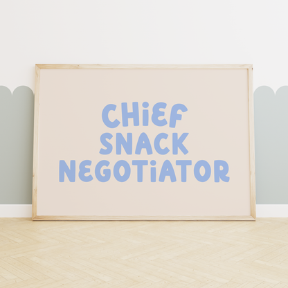 Chief Snack Negotiator | Cornflower and Cream | Art Print