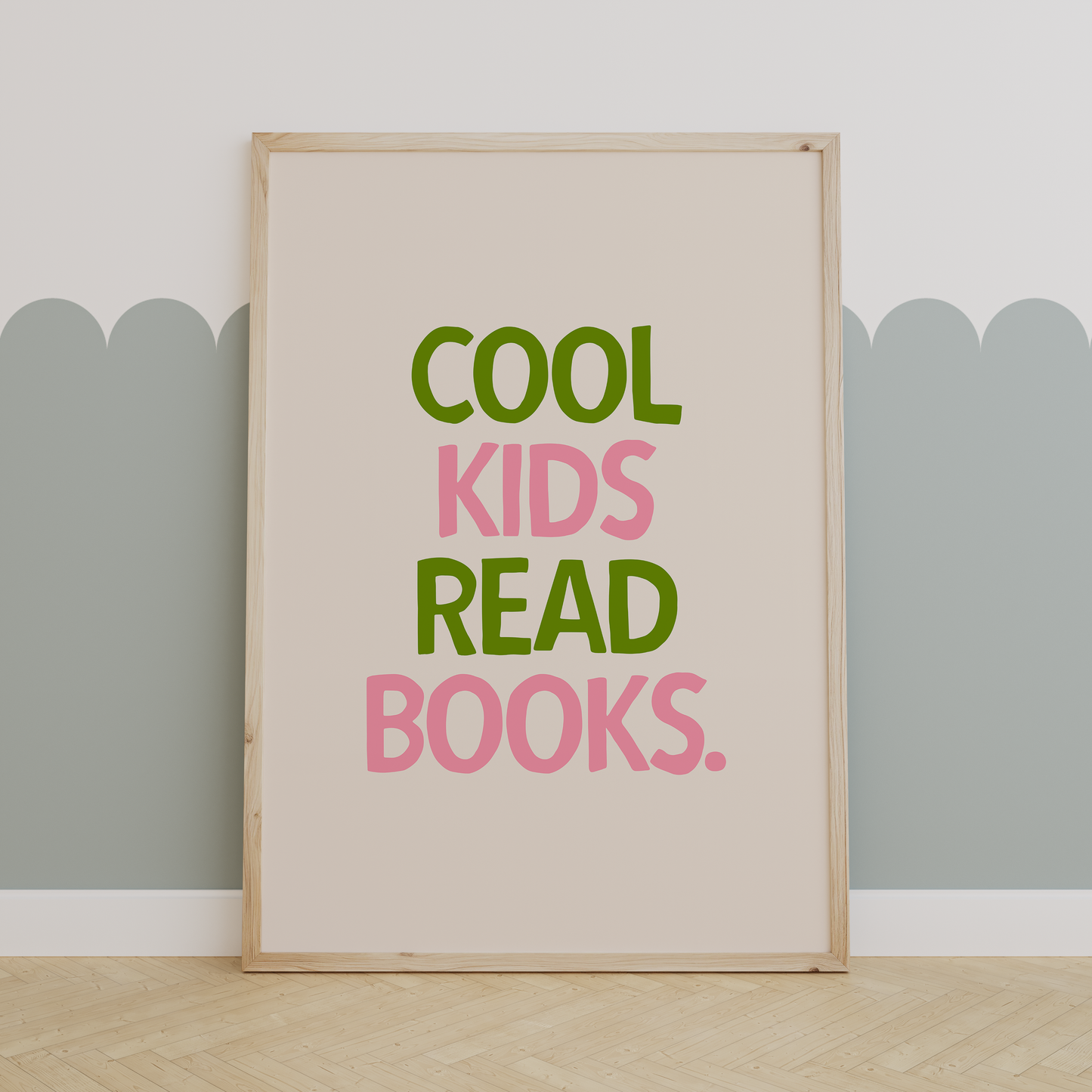 Cool Kids Read Books | Pear, Blush and Cream | Art Print