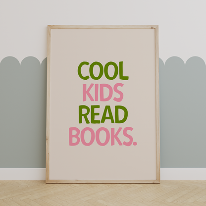 Cool Kids Read Books | Pear, Blush and Cream | Art Print