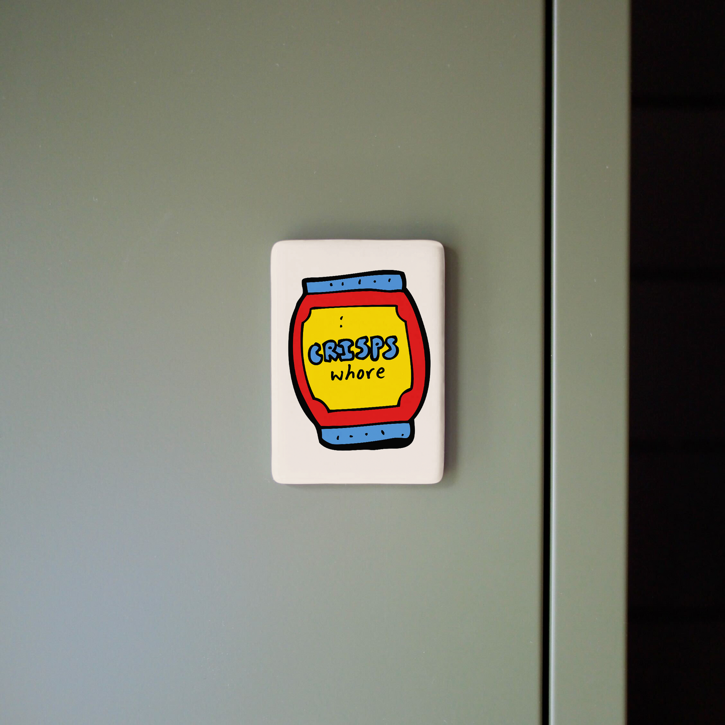 Colorful sticker on a gray surface