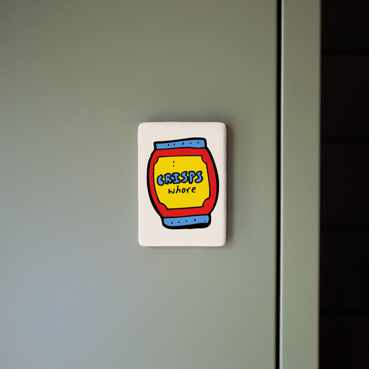 Colorful sticker on a gray surface