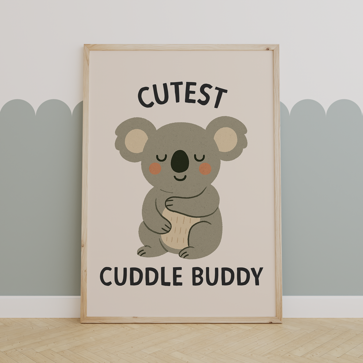 Cutest Cuddle Buddy | Black and Cream | Art Print