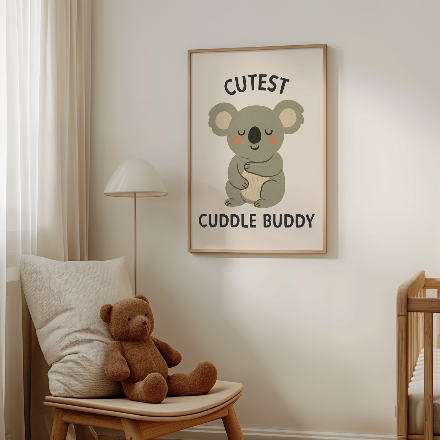 Cutest Cuddle Buddy | Black and Cream | Art Print