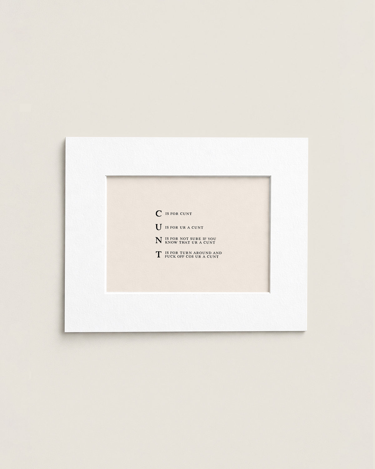 C Is For Cunt | Mini Print