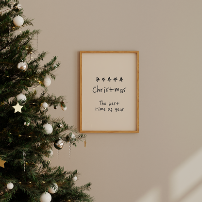 Christmas. The Best Time Of Year | Black and Cream | Christmas Art Print