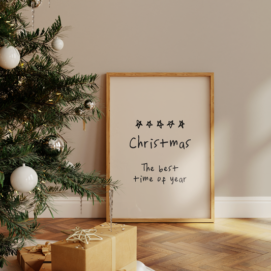 Christmas. The Best Time Of Year | Black and Cream | Christmas Art Print