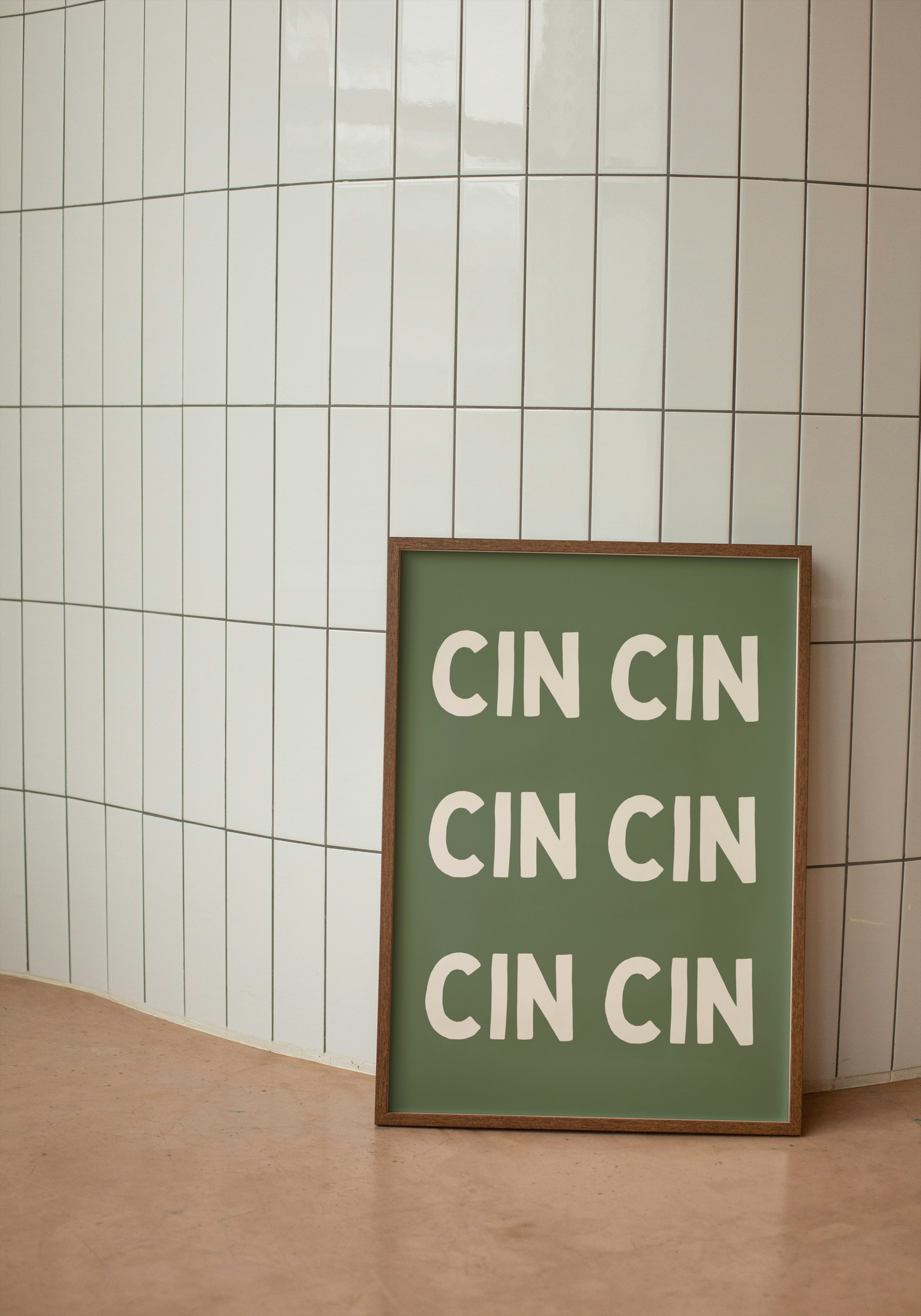 Cin Cin | Cream and Olive Green | Art Print