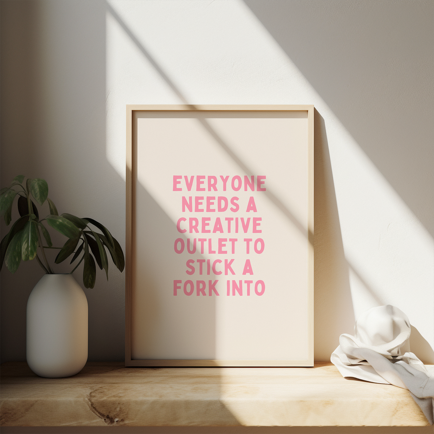 Everyone Needs A Creative Outlet To Stick A Fork Into | Blush Pink and Cream | Art Print