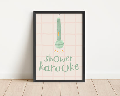 Framed | Shower Karaoke | Pink and Mint | Art Print