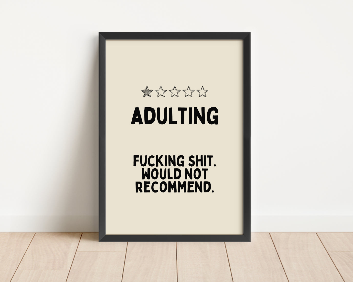 Framed | Adulting | Black and Cream | Art Print