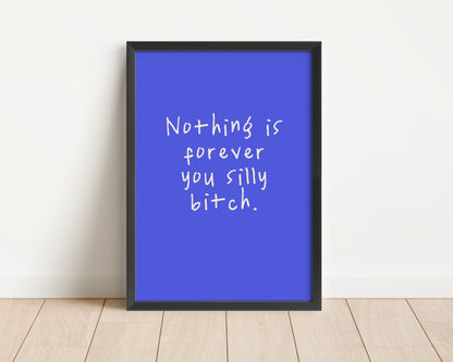 Framed | Nothing Is Forever You Silly Bitch | Blue | Art Print