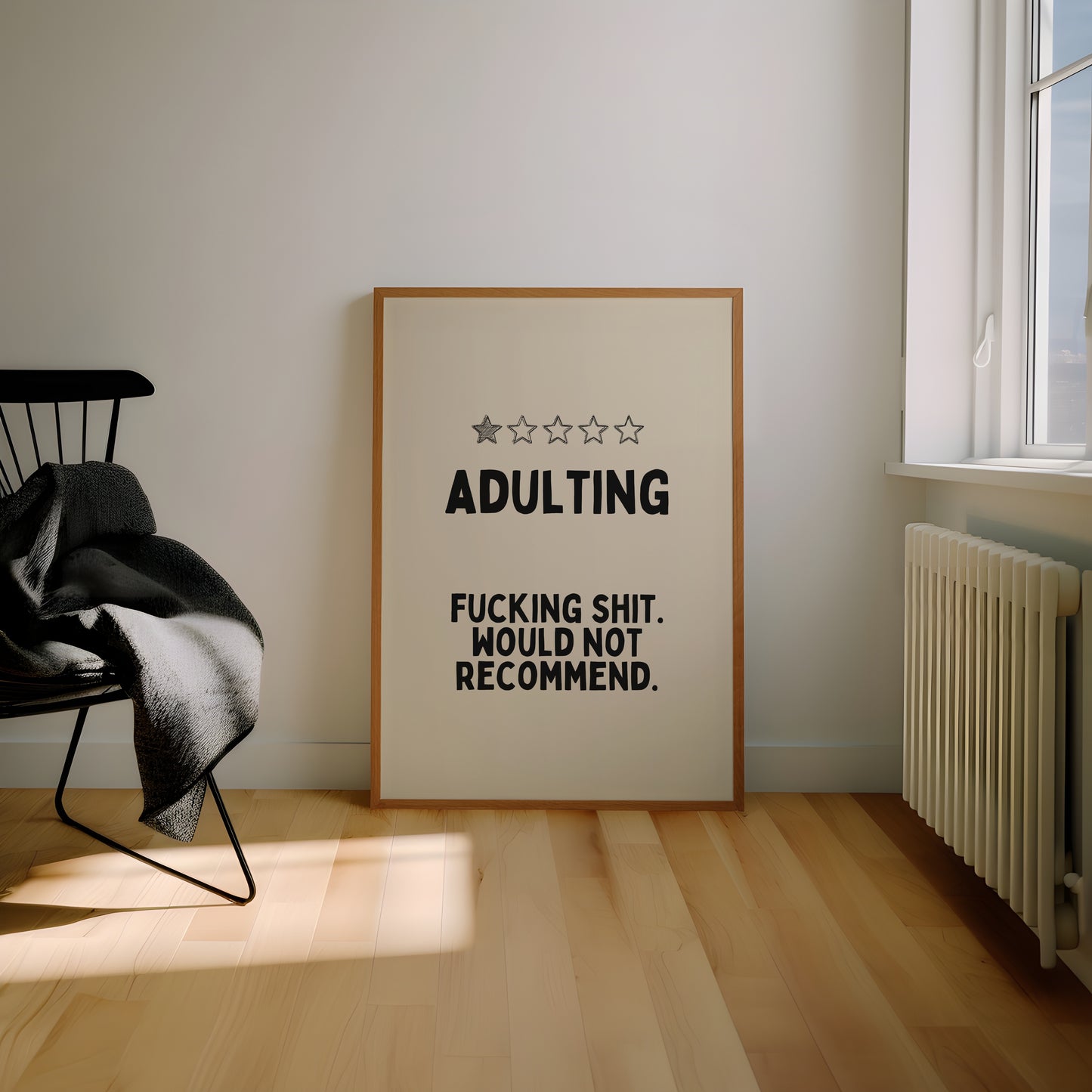 Adulting | Black and Cream | Art Print