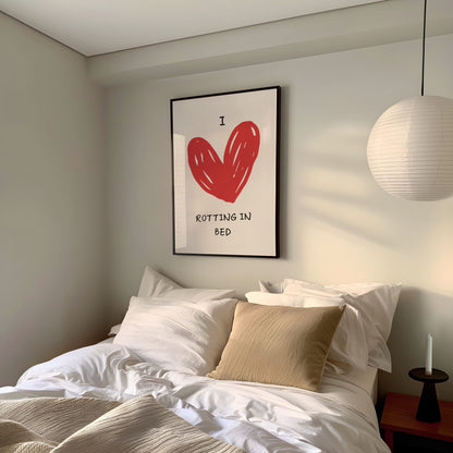 I Love Rotting In Bed | Red and Cream | Art Print