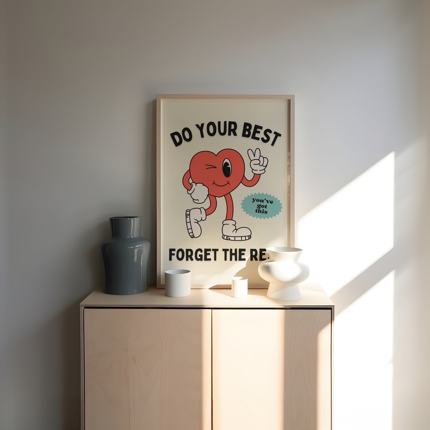 Do Your Best Forget The Rest | Retro | Black and Cream | Art Print