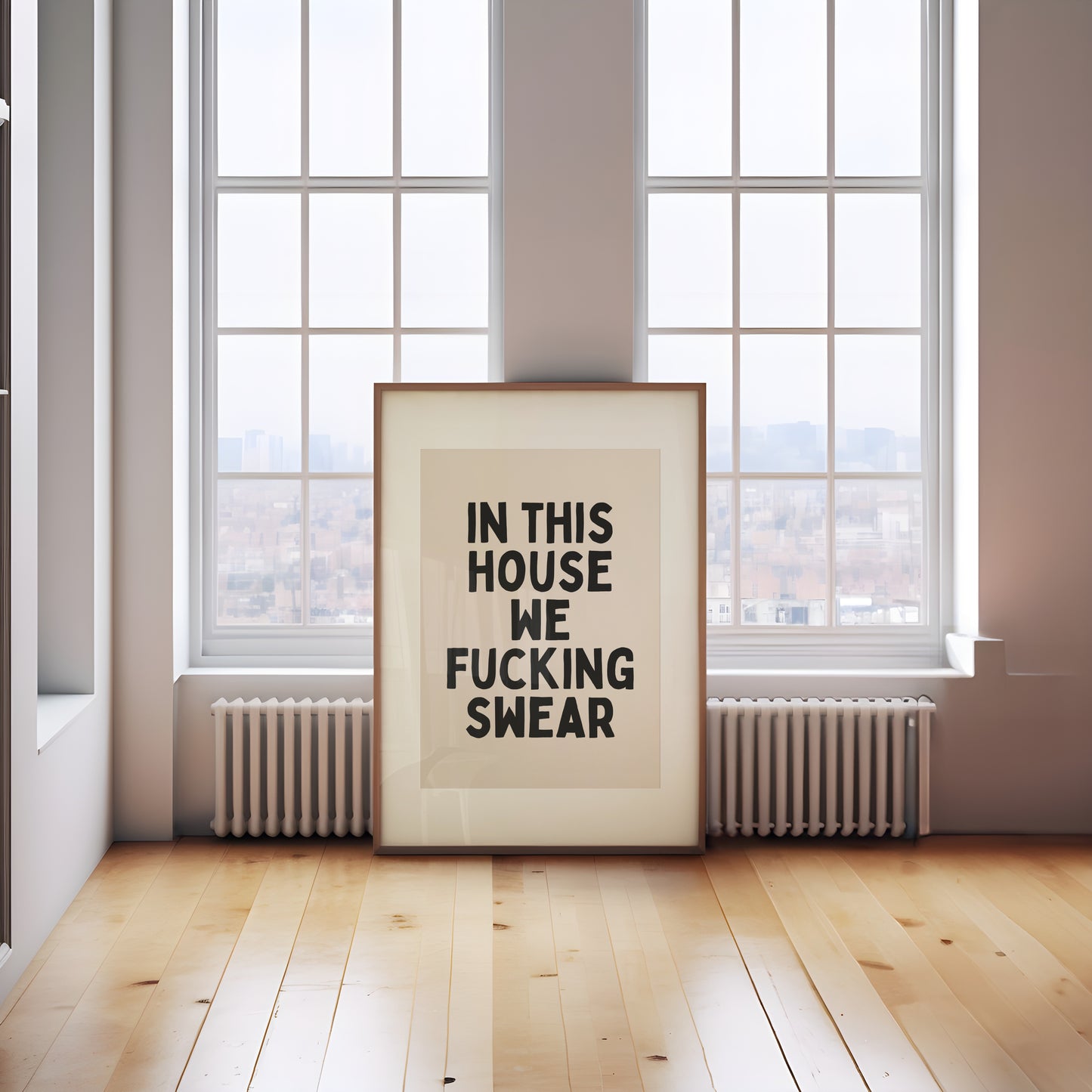 In This House We Fucking Swear | Black and Cream | Art Print