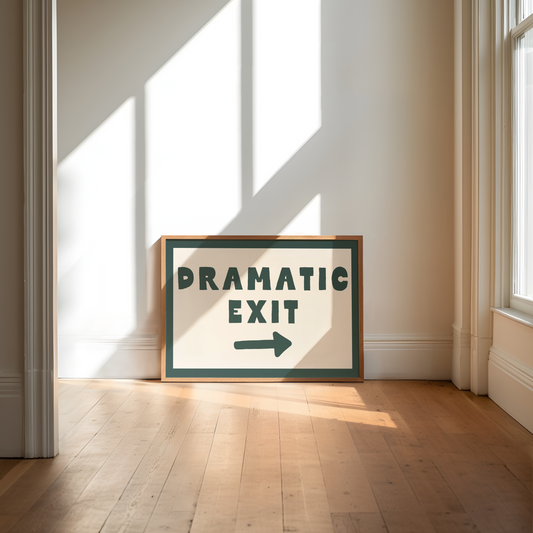 Dramatic Exit | Forest Green & Cream | Art Print