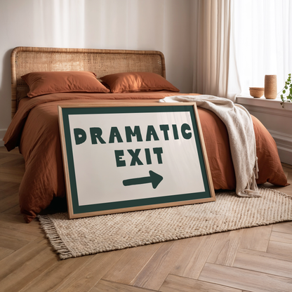 Dramatic Exit | Forest Green & Cream | Art Print