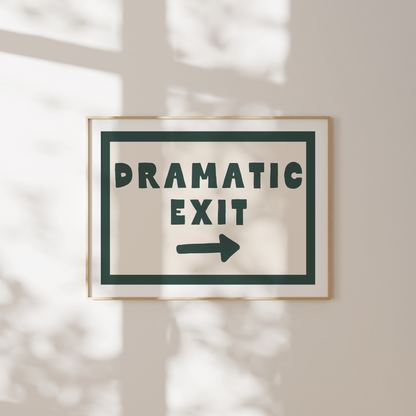 Dramatic Exit | Forest Green & Cream | Art Print