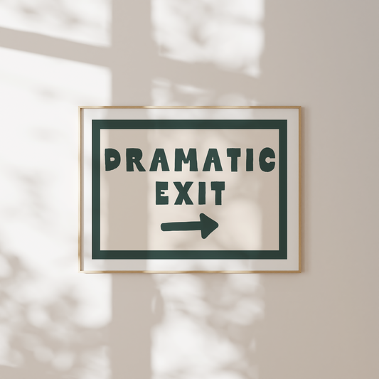 Dramatic Exit | Forest Green & Cream | Art Print
