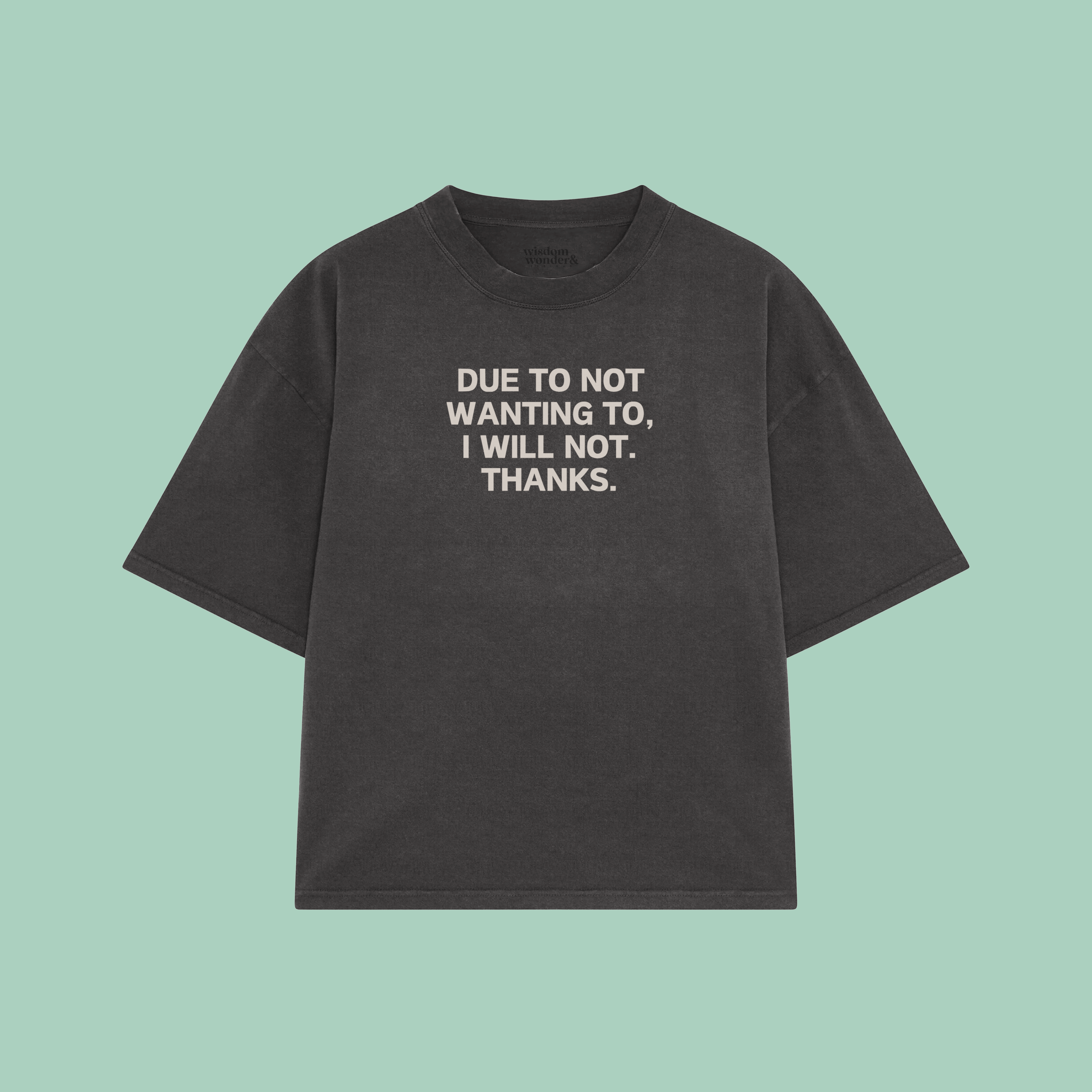 Due To Not Wanting To, I Will Not. Thanks | Boxy T Shirt