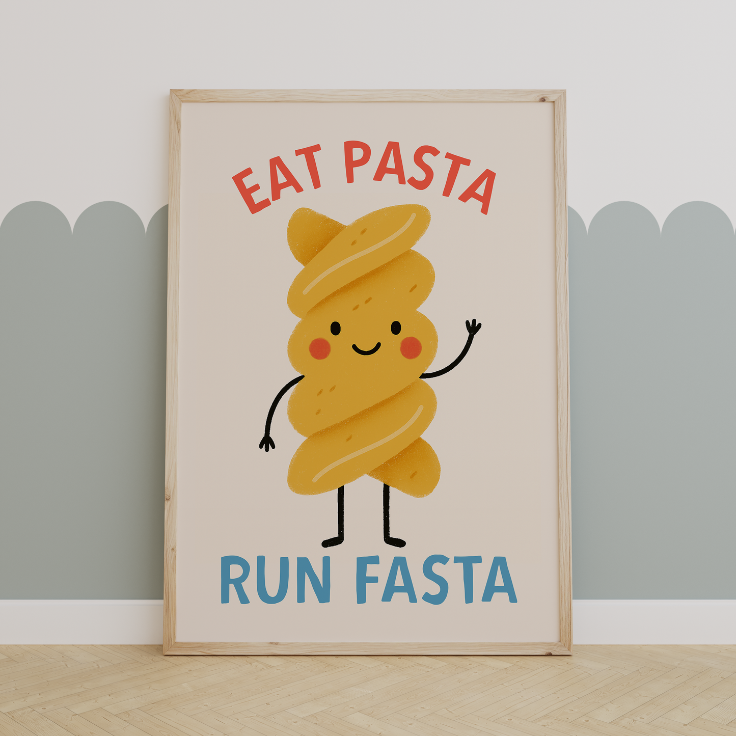 Eat Pasta Run Fasta | Lobster, Denim and Cream | Art Print