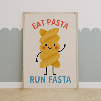 Eat Pasta Run Fasta | Lobster, Denim and Cream | Art Print