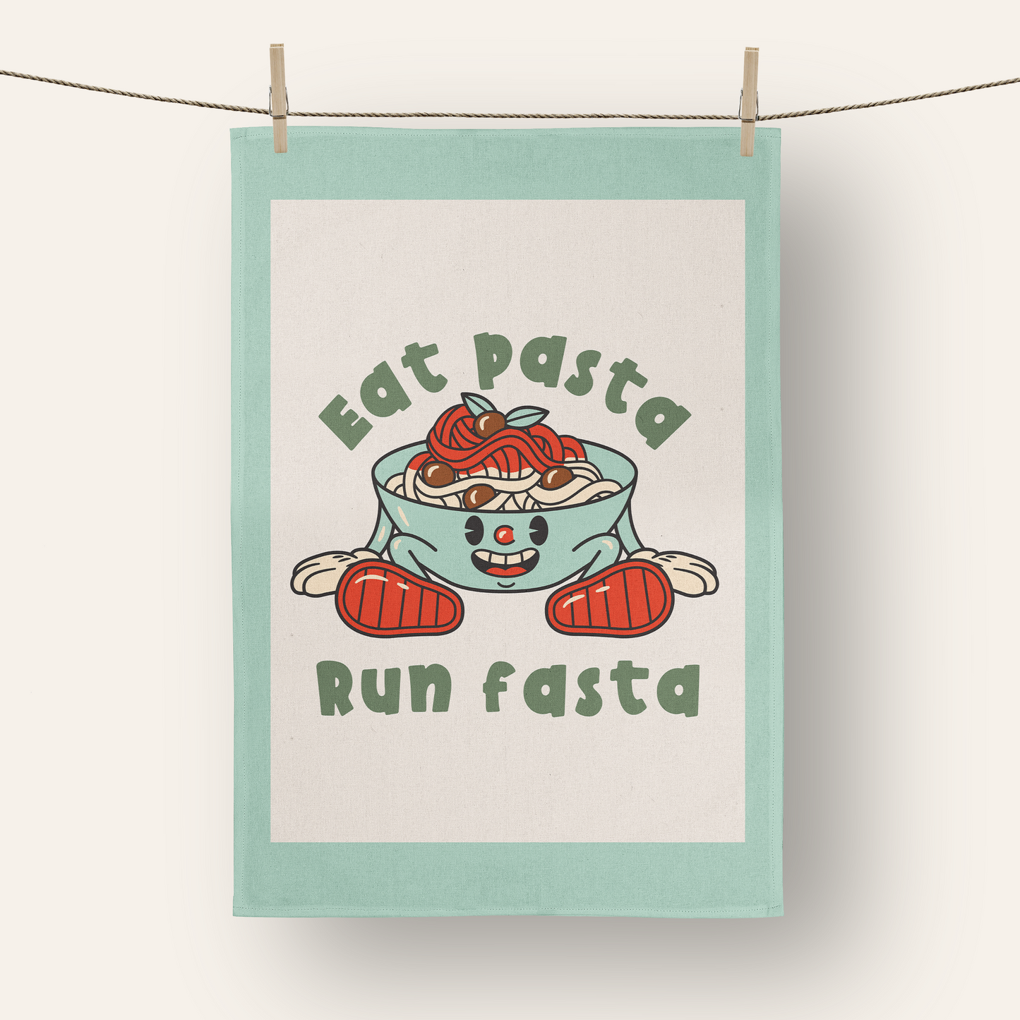 Eat Pasta Run Fasta | Tea Towel