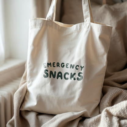 WISDOM & WONDER X HEY WONDER | Emergency Snacks | Organic Cotton Tote Bag