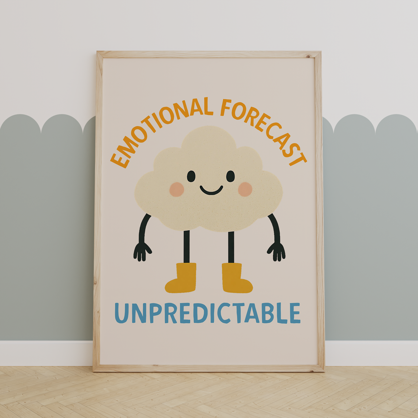 Emotional Forecast Unpredictable | Yellow, Denim and Cream | Art Print