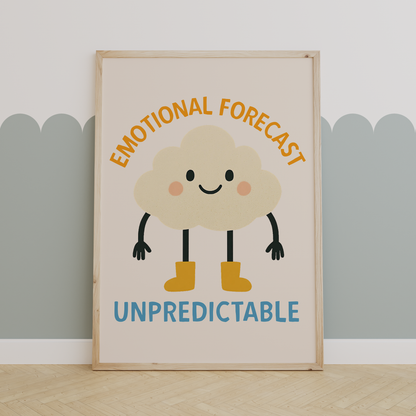 Emotional Forecast Unpredictable | Yellow, Denim and Cream | Art Print