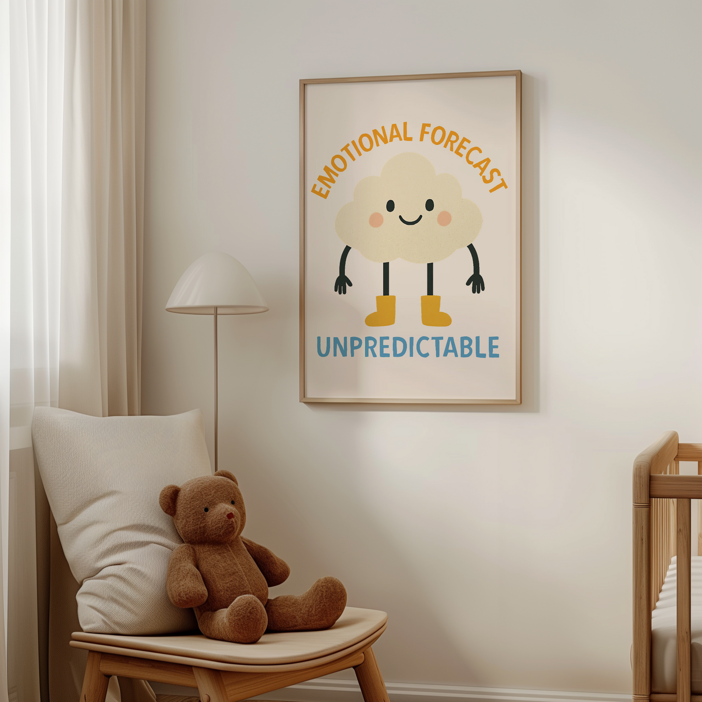 Emotional Forecast Unpredictable | Yellow, Denim and Cream | Art Print