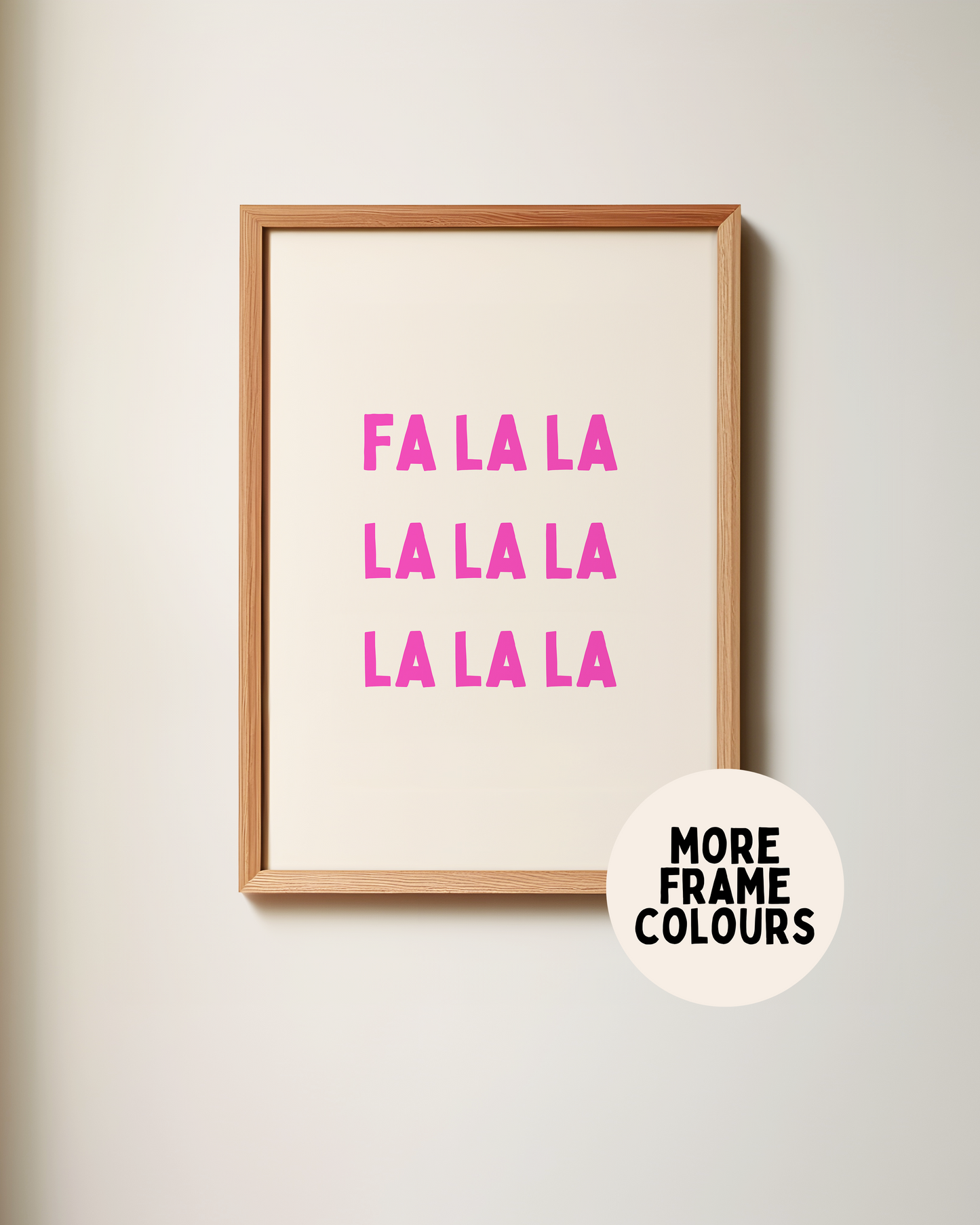 Fa La La La | Hot Pink & Cream | Christmas Art Print