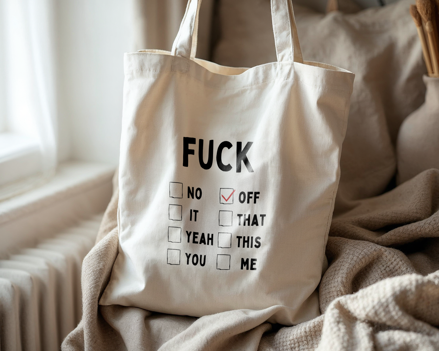 Fuck | Natural & Black | Organic Cotton Tote Bag