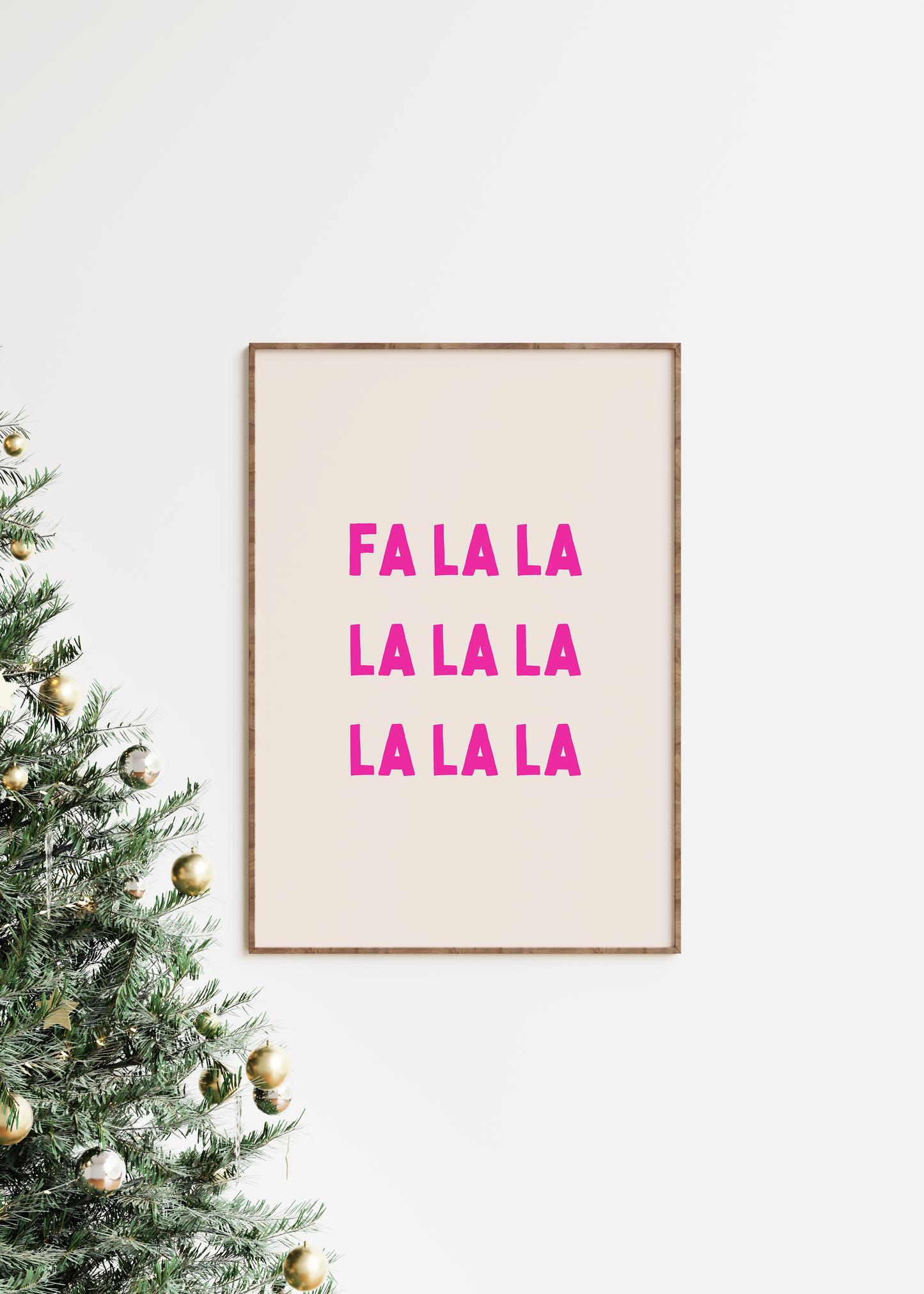 Fa La La | Hot Pink and Cream | Christmas Art Print